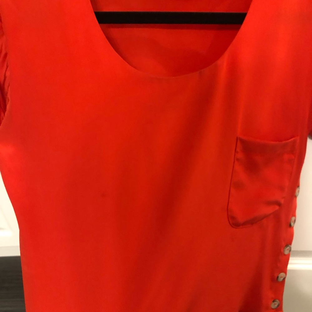 100% silk orange pocket tee